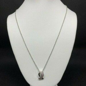 RS Covenant Pink Breast Cancer Ribbon Cubic Zirconia Necklace w/warranty 18"